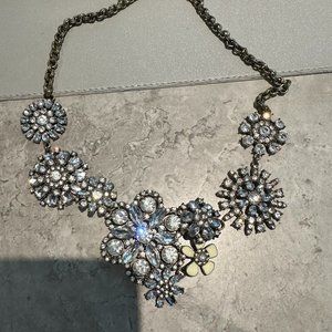 Gorgeous Sparkly Bejeweled Floral Statement Necklace